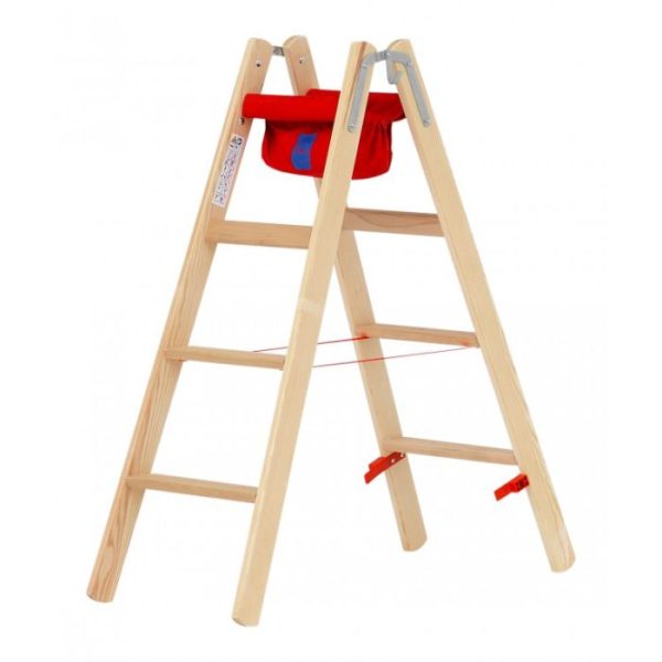 Hymer dubbele houten trap 7149908 – 2x4 treden, klassieke houten uitvoering