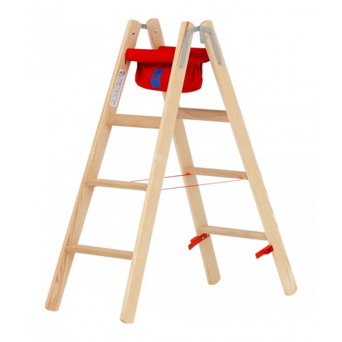 Hymer dubbele houten trap 7149908 – 2x4 treden, klassieke houten uitvoering