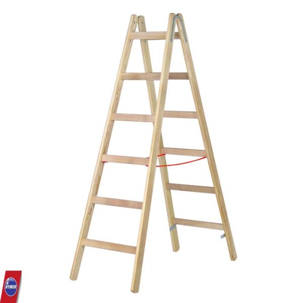 Hymer dubbele houten ladder 2×6 – lichtgewicht en stabiel