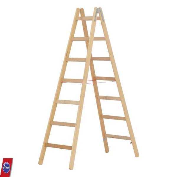Hymer houten ladder 2×7 – klassiek ontwerp met antislip treden