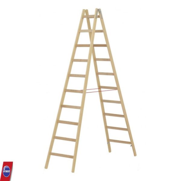Lange houten ladder 2×10 van Hymer – voor veilig werken op hoogte