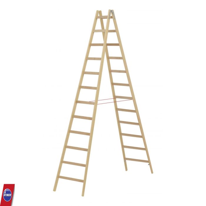 Hymer houten ladder 2×12 – maximale werkhoogte en stabiliteit