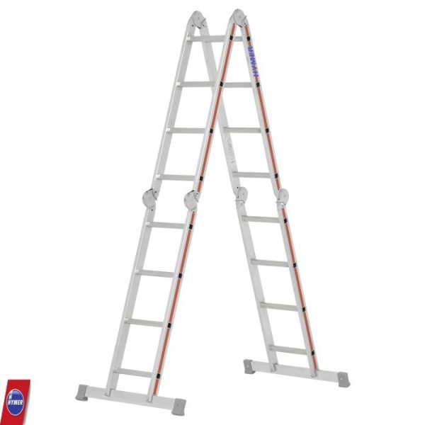 Hymer 4043 vouwladder 4x4 in dubbele trapladder stand aluminium
