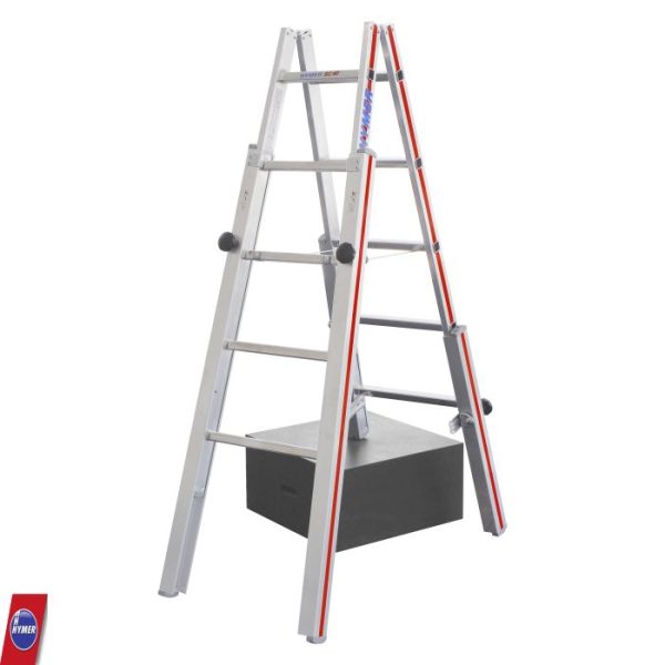 Hymer 4123 trappenladder 2x5 sporten telescopische poten verstelbaar platform