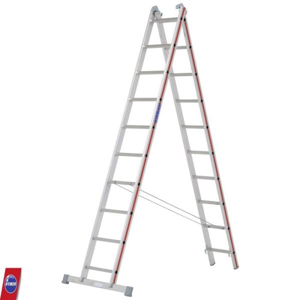 Hymer aluminium reformladder 2x10 treden met traverse