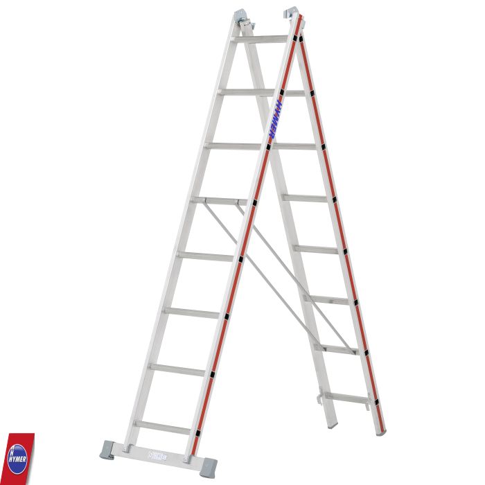 Tweedelige aluminium reformladder 2x8 van Hymer