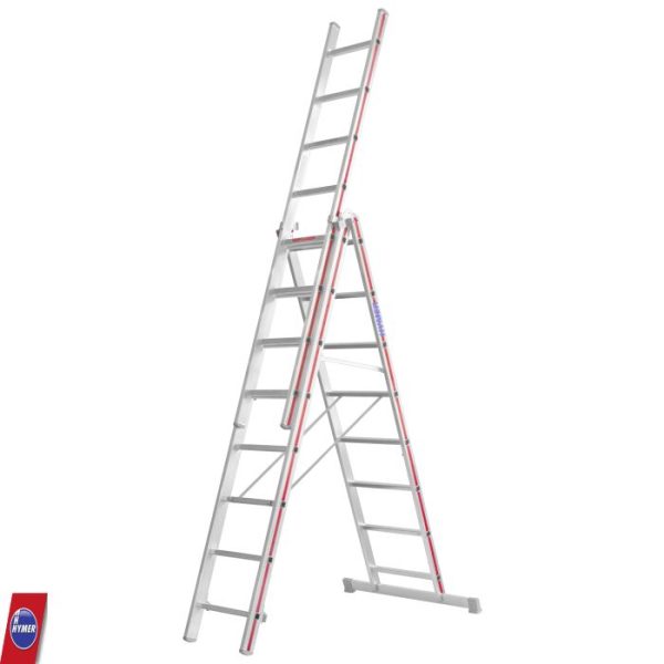 Hymer 4047 ladder 3x8 opgesteld als combinatie van A-stand en opsteekdeel