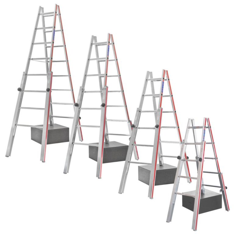 Hymer 4123 trappenladder grootte vergelijking alle varianten 2x5 2x6 2x7 2x8 sporten