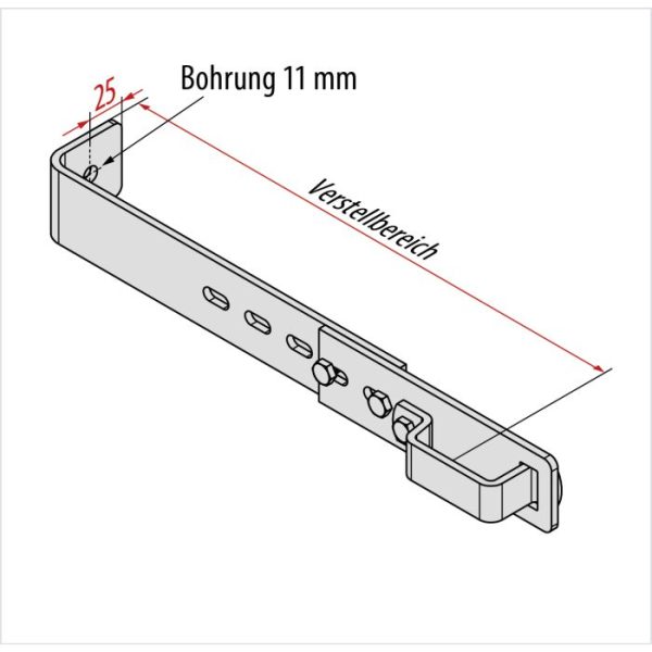 Hymer 0051572 Wandhaak, staal, verstelbaar 172-300 mm