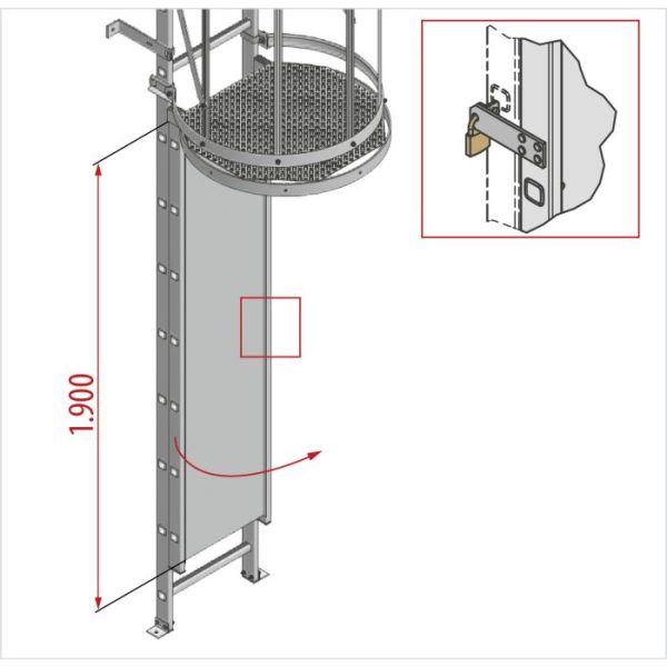 Hymer 0051764 Inklimbeveiliging met luik, afsluitbaar – Aluminium