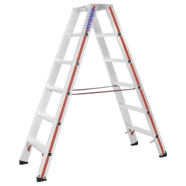 Hymer 8024 dubbele ladder 2x6 treden – beidzijdig beklimbare aluminium trap