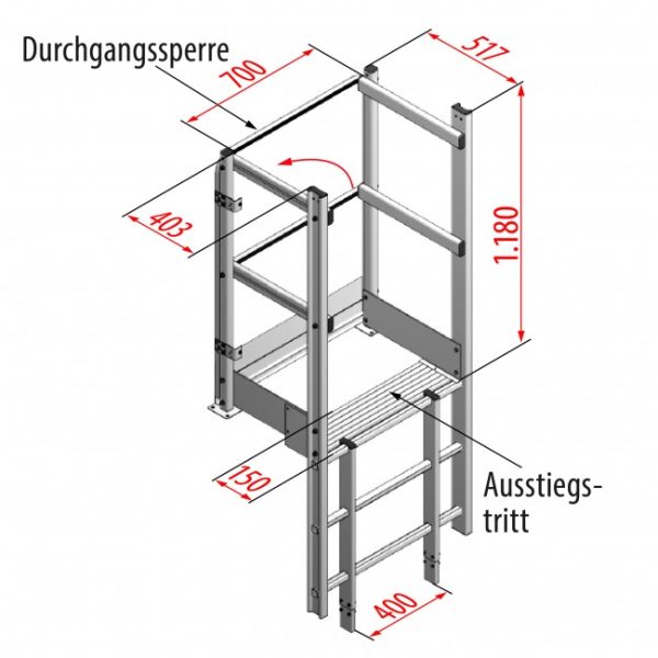 Hymer Uitstap met Handrail – Aluminium - Afbeelding 2