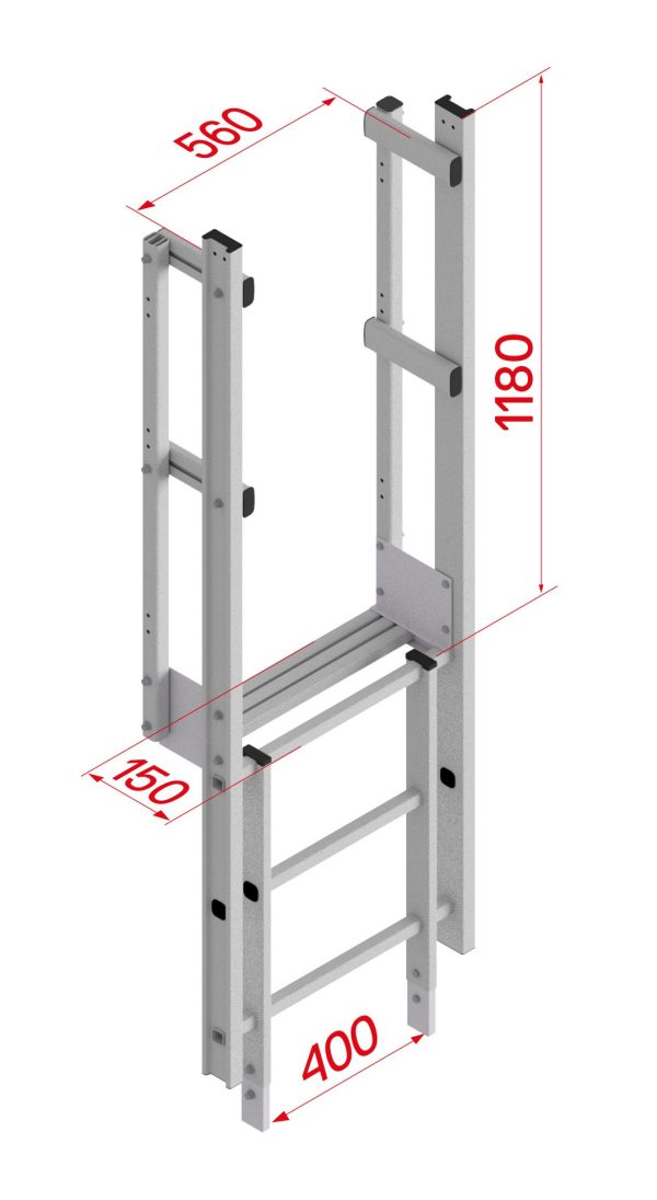 Hymer 0055569 Uitstap smal met trede – 560 mm, aluminium