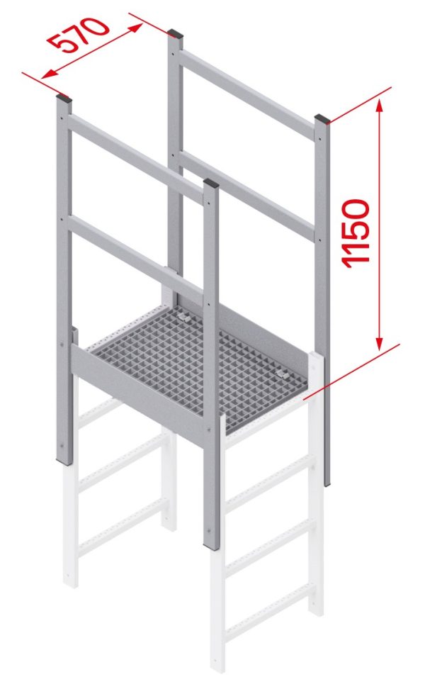 Uitstap met overstap, gegalvaniseerd staal (800–1200 mm) - Afbeelding 3