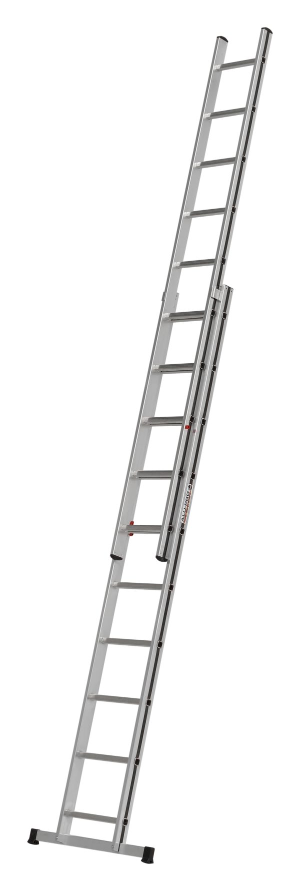 Alu-Pro schuifladder 2x10 treden, aluminium uitvoering met uitschuifbaar ontwerp voor professioneel gebruik
