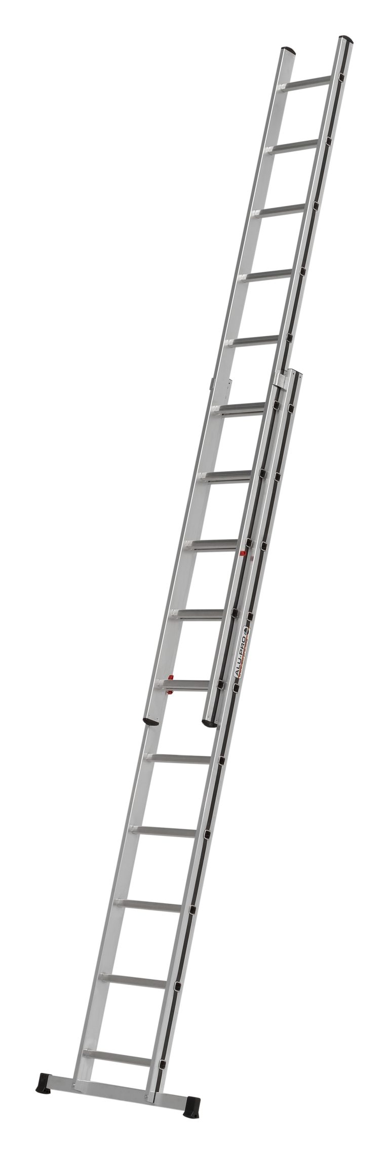 Alu-Pro schuifladder 2x10 treden, aluminium uitvoering met uitschuifbaar ontwerp voor professioneel gebruik
