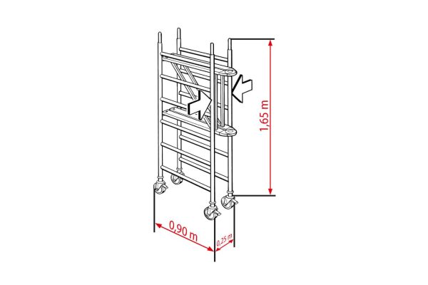Hymer 8177 Opvouwbare rolsteiger met uitzetpoten – variabele platformhoogte - Afbeelding 2